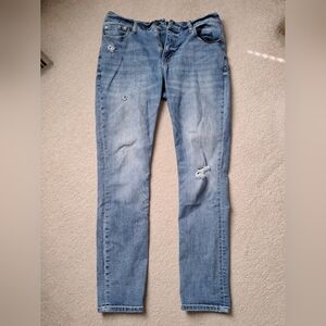 Distressed RSQ Slim Taper Light Blue Jeans 32 X 32